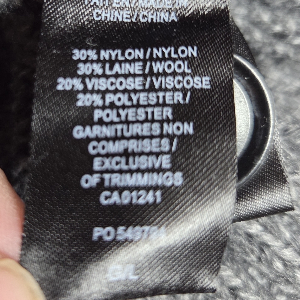 Simons Mens Gray and White Wool Blend Shawl Cardigan Sweater Size L - Picture 5 of 6